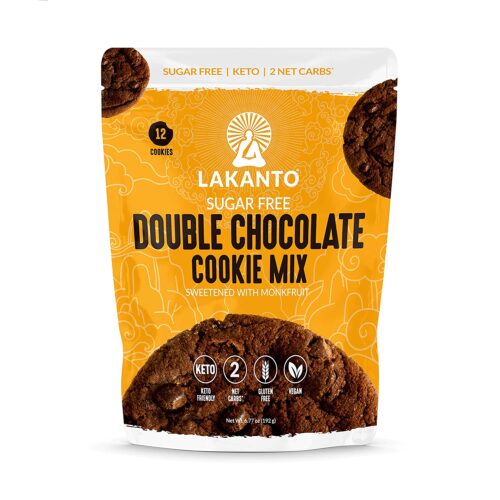 LAKANTO, Mélange Pour Cookies, Double Chocolat, 0 Sucre, 2g Carbs, Vegan, Sans Gluten,192g