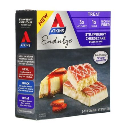 ATKINS, Barres Desserts, Cheesecake aux Fraises, 1g de Sucre