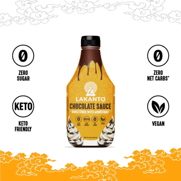Lakanto Sirop au Chocolat, 0 Sucre, Sucré au Fruit de moine, Keto, Vegan, 473 ml