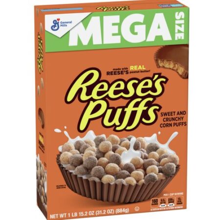 REESES, Céréales Reese's Puffs MEGA SIZE ! 884G, 31,02 OZ USA
