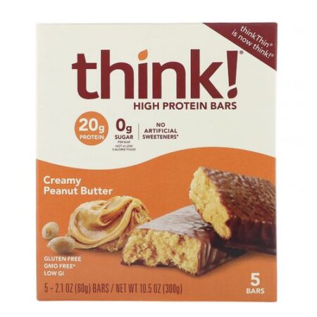 THINK ! Barres Protéinée, Cacahouète Crémeux, 20g de Protéines, 5 X Barres