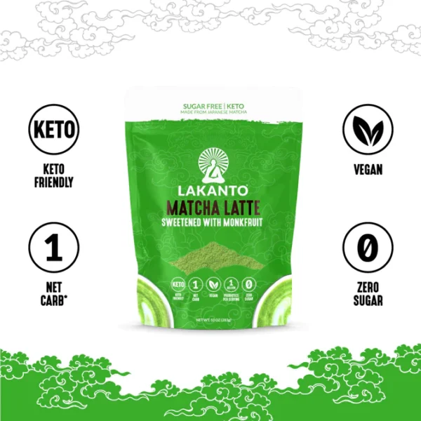 Thé Matcha Latte, 0 Sucre, 1 g de Carbs, Keto, Vegan, 283 g
