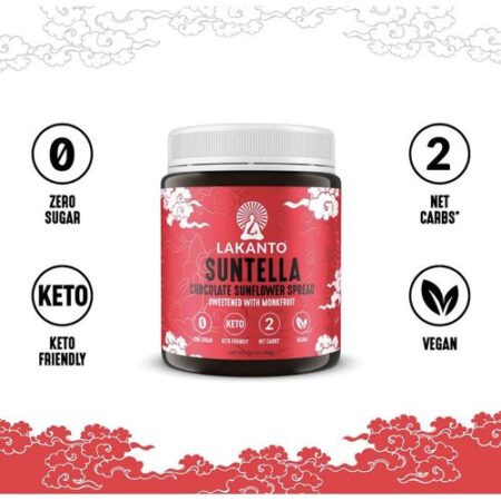 LAKANTO, Suntella, Pâte à Tartiner, Chocolat, Erythritol, Fruit de moine, (Monk Fruit), 0 Sucre, 2 g Carbs, 283g