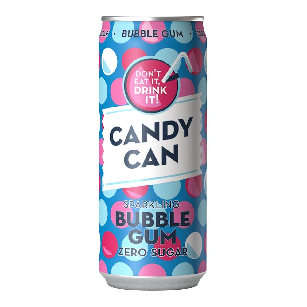 CANDY CAN, Bubble Gum , Boisson Pétillante, 0 Sucre, 330 ML – Image 2