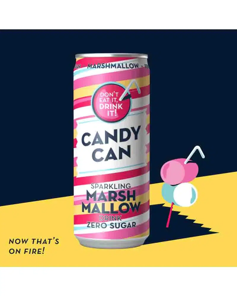 Candy Can Marshmallow, Boisson Pétillante, 0 Sucre, 330 ML