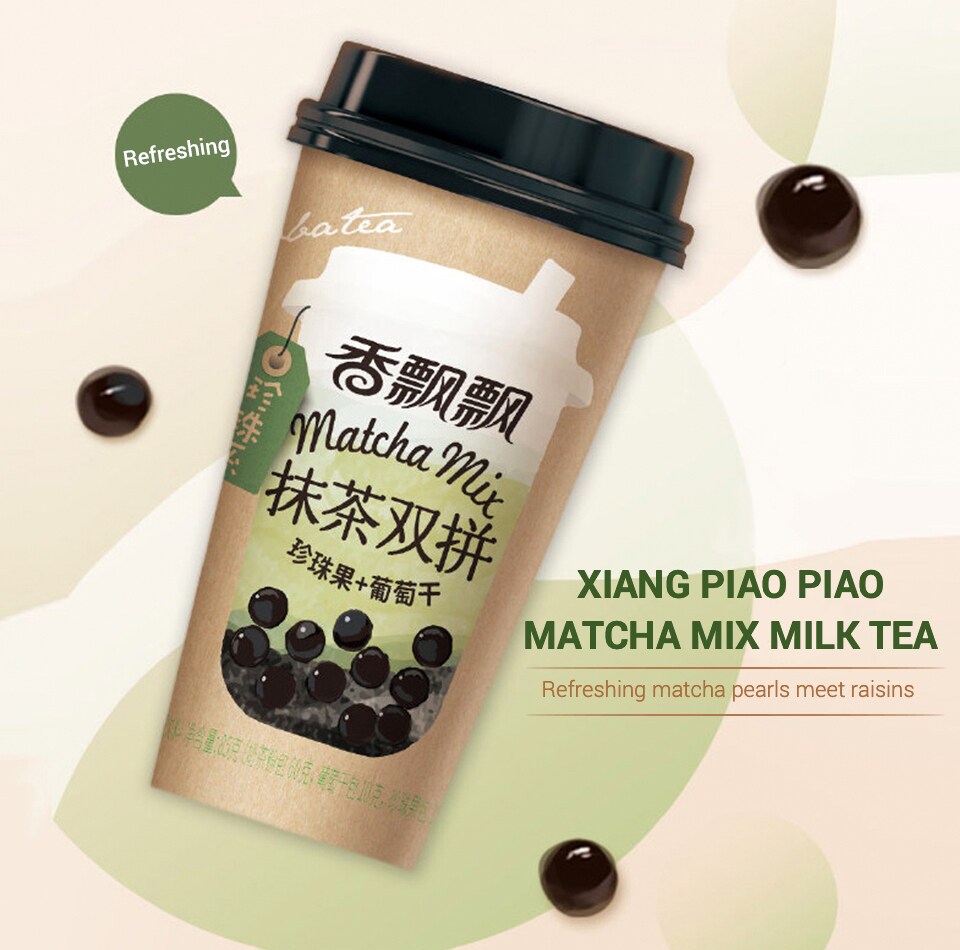 XIANG PIAO PIAO, Matcha Bubble Mix, Milk Tea, (Bubble Tea), 93g – Image 2