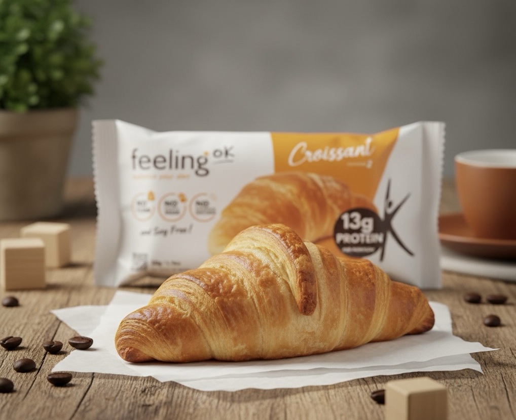 Feeling OK Croissant Protéiné Régime, 10 g Protéine, Keto
