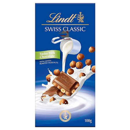 LINDT, SWISS CLASSIC, Milk Chocolate Hazelnut , 100g