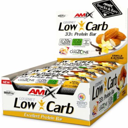 Amix Low-Carb 33% Protein Bar, Vanilla & Almond, 15X 60 g