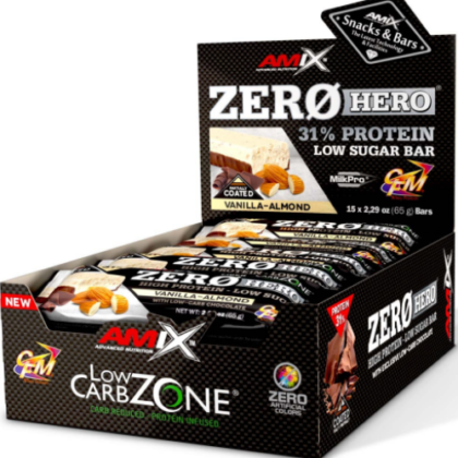 Amix Zero Hero, 31% Protein Bar, Vanilla Almond, 15X 65 g