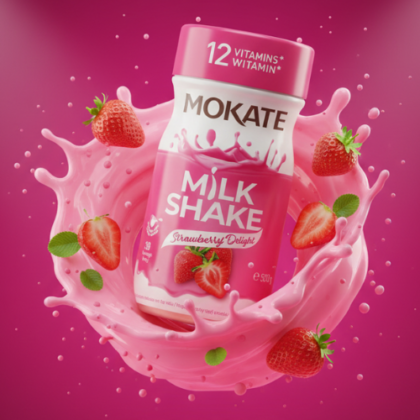 Mokate MilkShake Strawberry 500 g 12 Vitamines