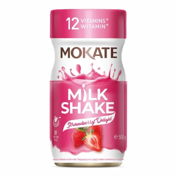 Mokate, Fraise Milk Shake, 500g 12 Vitamines