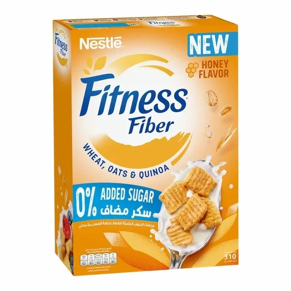 Nestle Fitness Cereales Fibres au Miel Sans Sucre Ajouté 310 g | Petit Déjeuner Healthy Riche en Fibres