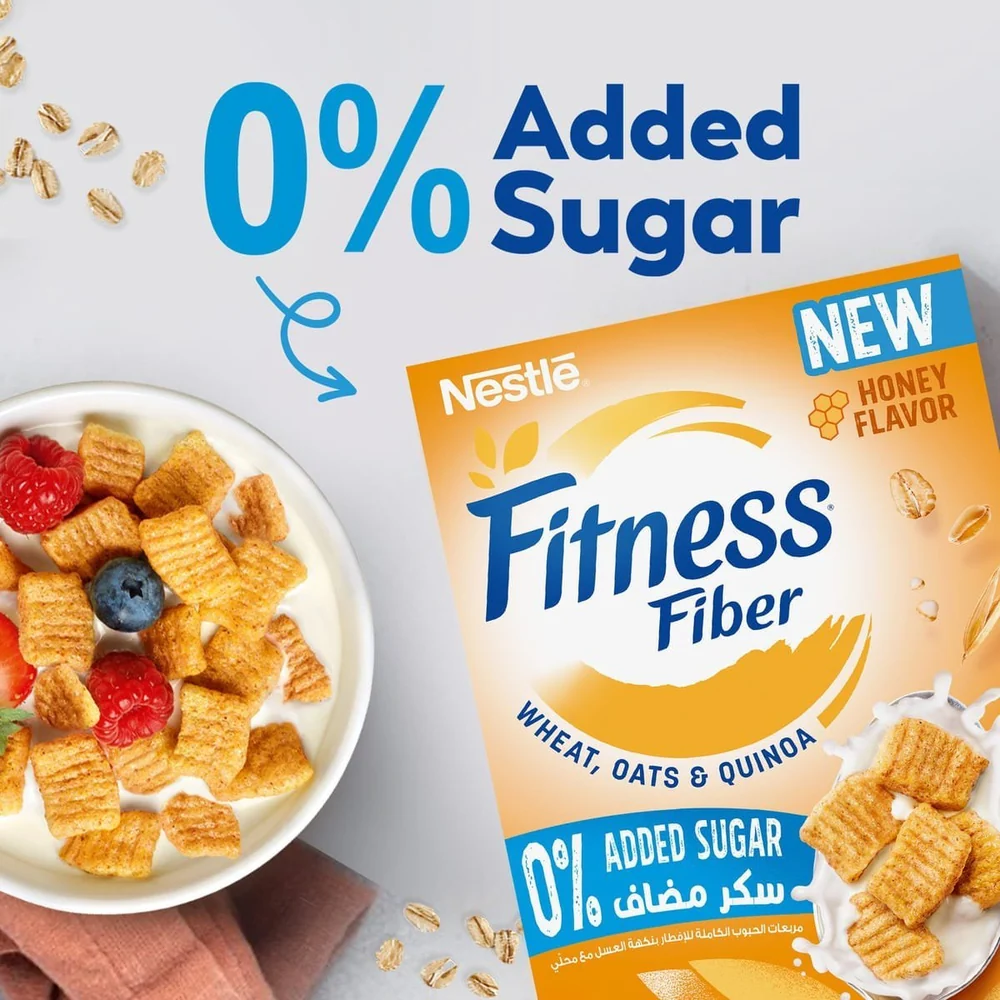 Nestle Fitness Cereales Fibres au Miel Sans Sucre Ajouté 310 g | Petit Déjeuner Healthy Riche en Fibres — vue 2