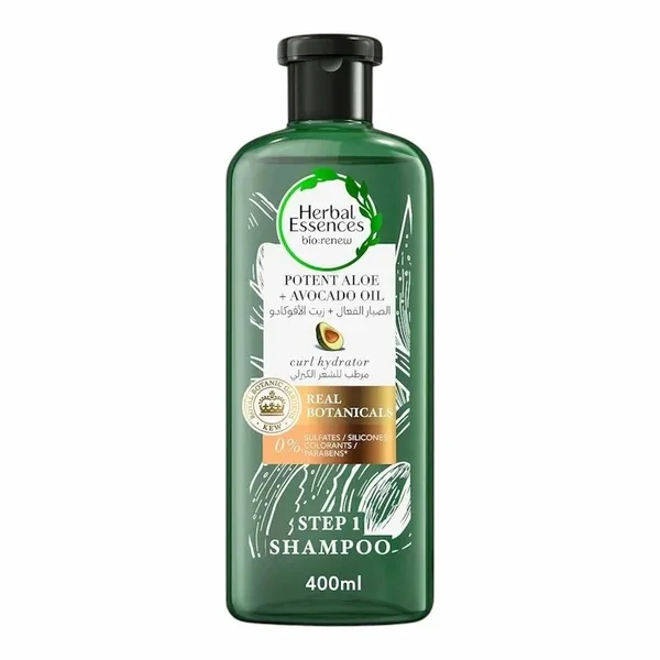 Herbal Essences Shampooing Sans Sulfate Aloe Vera Puissant + Huile dAvocat 400 ml – Hydratation et Définition des Boucles