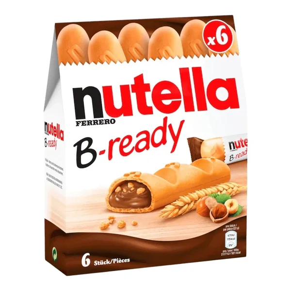 Nutella B-Ready – Gaufrettes Fourrées à la Crème de Noisettes et Cacao – 132 g (6 pièces)