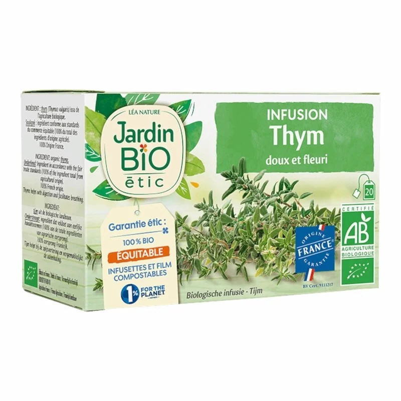 Jardin Bio Infusion Thym 28g – Tisane Digestive & Apaisante 100% Naturelle