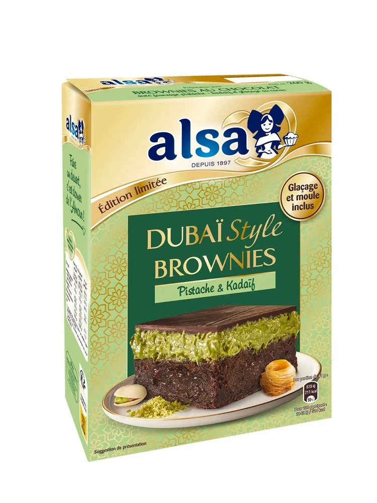 Alsa – Dubai Style Pistachio and Kadaif Brownie Mix ALSA 260g – Preparation pour Brownie Saveur Dubaï