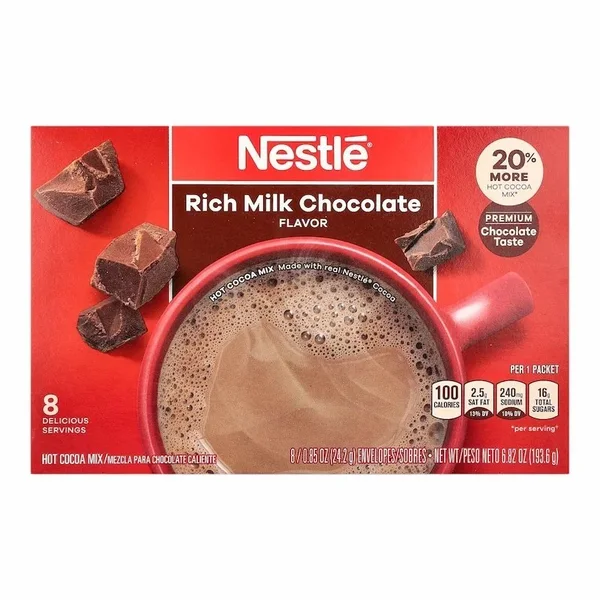 Nestle Hot Cocoa Mix 193 g – Delicieux Chocolat au Lait Riche | 8 Sachets
