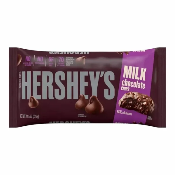 Hershey’s – Hersheys Milk Chocolate Chips Sans Gluten 340g – Pepites de Chocolat au Lait Gourmandes pour Cookies, Brownies