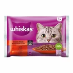Whiskas Repas Classiques en Sauce pour Chats Adultes – Saveurs Poulet & Bœuf – 4 Sachets de 85 g