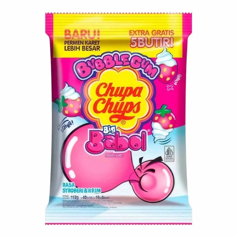 Chupa Chups Big Babol Strawberry Cream 152g – Chewing-gum fraise onctueuse, moelleux et ludique