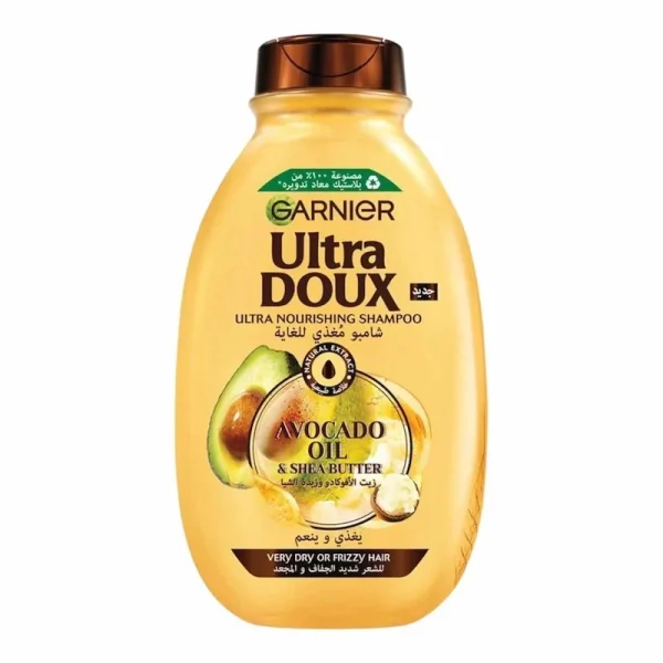 Garnier Ultra Doux Shampooing Ultra Nourrissant Huile dAvocat & Beurre de Karité 600ml – Cheveux Secs & Très Secs – Nutrition & Douceur