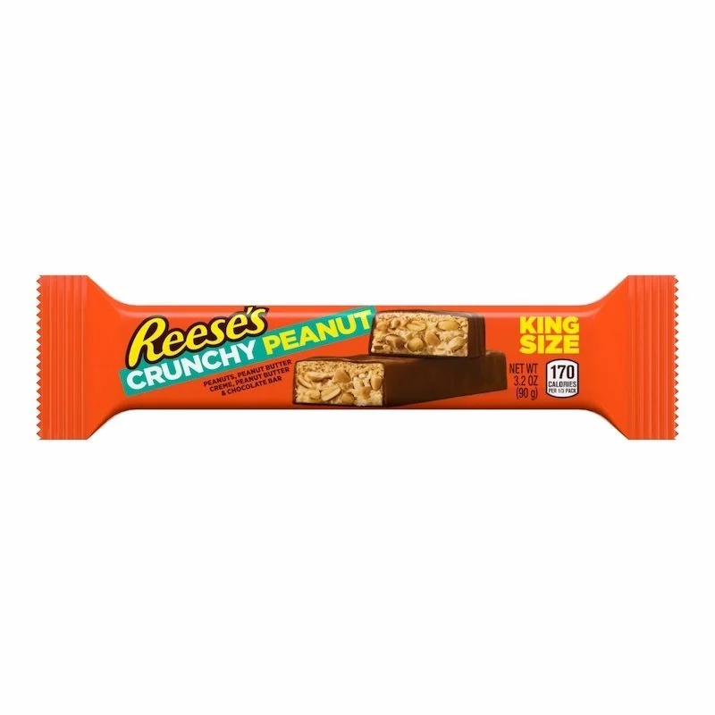 Reese's – Reeses Crunchy Peanut King Size 90 g – Chocolat au Beurre de Cacahuete et Cacahuetes Croquantes