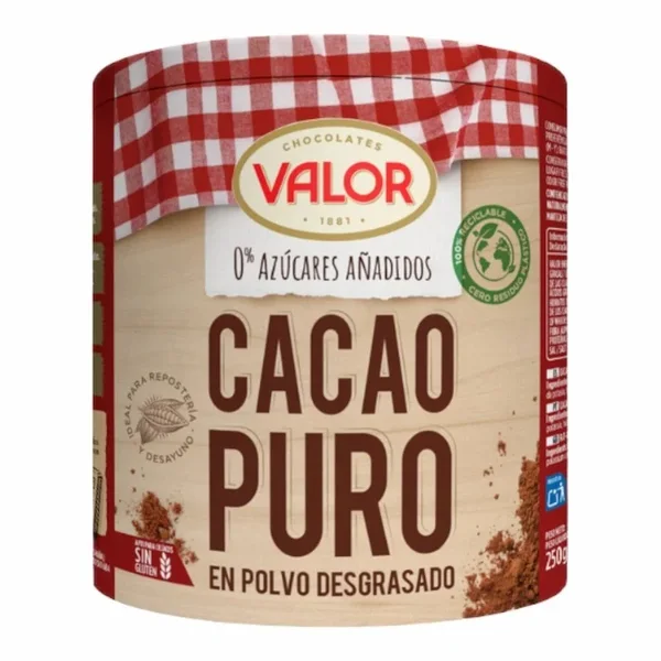 Valor – Cacao Pur en Poudre Dégraissé Sans Sucre 250g