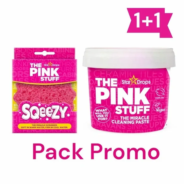 The Pink Stuff – Pate Nettoyante Miracle 850g + Eponge Double Face Scrub Squeezy Pink