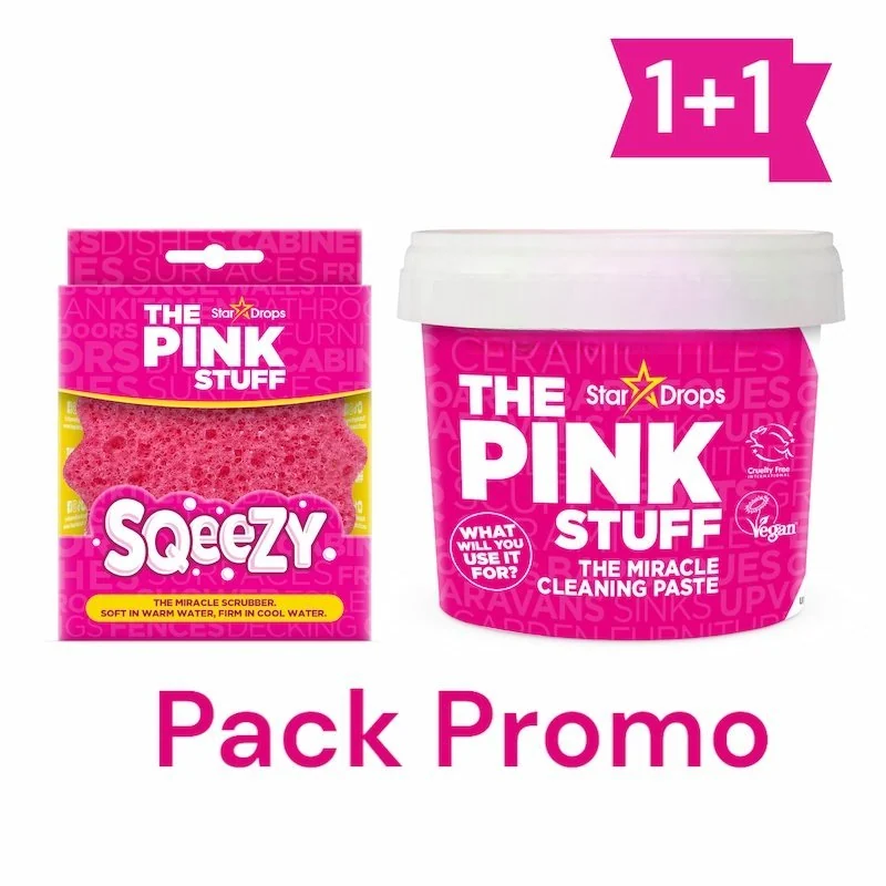 The Pink Stuff – Pate Nettoyante Miracle 850g + Eponge Double Face Scrub Squeezy Pink