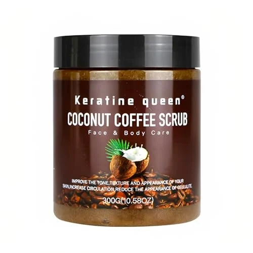 Keratine Queen Gommage Cafe & Noix de Coco 300g – Exfoliant Corps Nourrissant