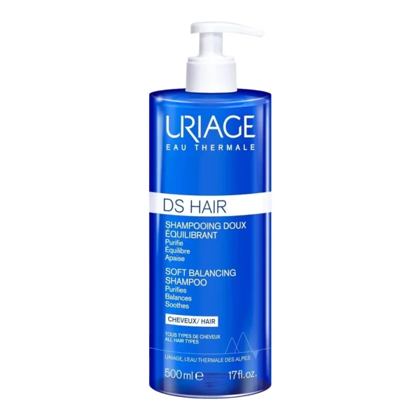 Uriage DS Hair Shampooing Doux Equilibrant 500ml – Shampooing Purifiant & Apaisant pour Cuir Chevelu Sensible