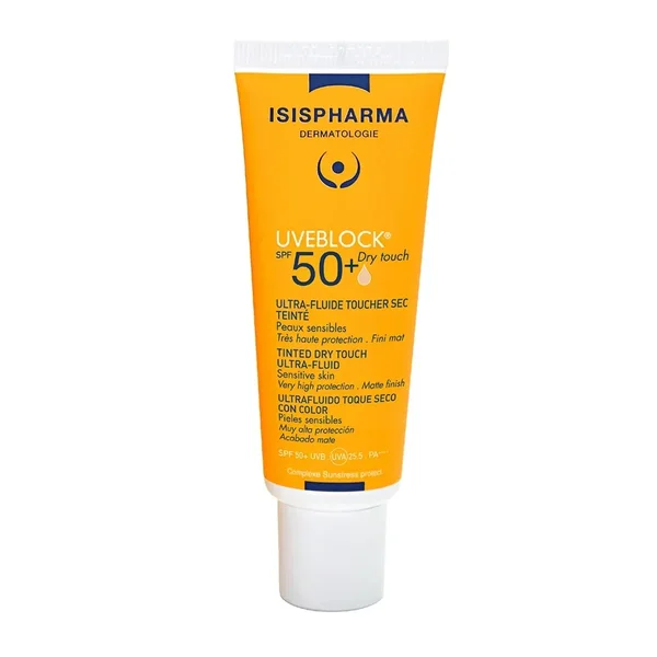 Isispharma Uveblock Dry Touch Teinte SPF50+ 40 ml – Ecran Solaire Matifiant & Anti Brillance