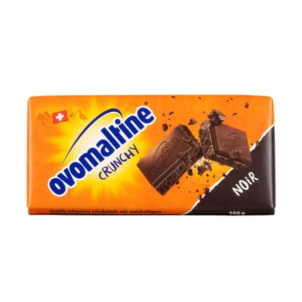 Ovomaltine Chocolat Noir Crunchy Tablette 100g – Chocolat Noir Suisse au Malt Croustillant