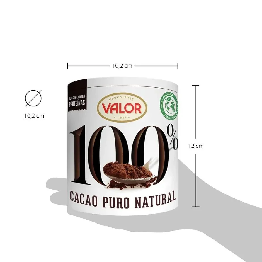 Valor – Cacao Puro Natural 100% Soluble Sans Gluten Sans Sucre 250g — vue 3
