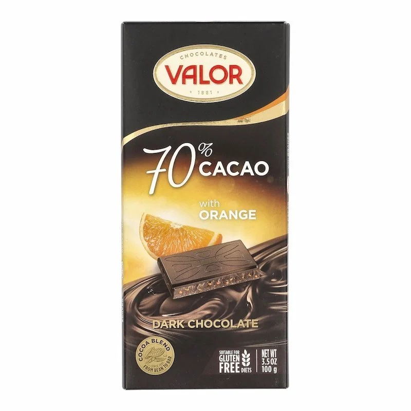 Valor – Chocolat Noir 70% à l’Orange – Valor – 100g