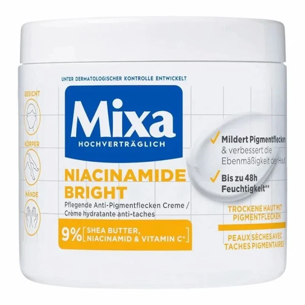 Mixa Niacinamide Bright Creme Hydratante Anti Taches 400ml – Peaux Sèches & Taches Pigmentaires