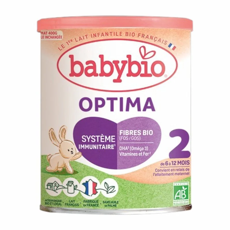 Babybio Optima 2 Lait de Suite Bio 400g – De 6 à 12 Mois