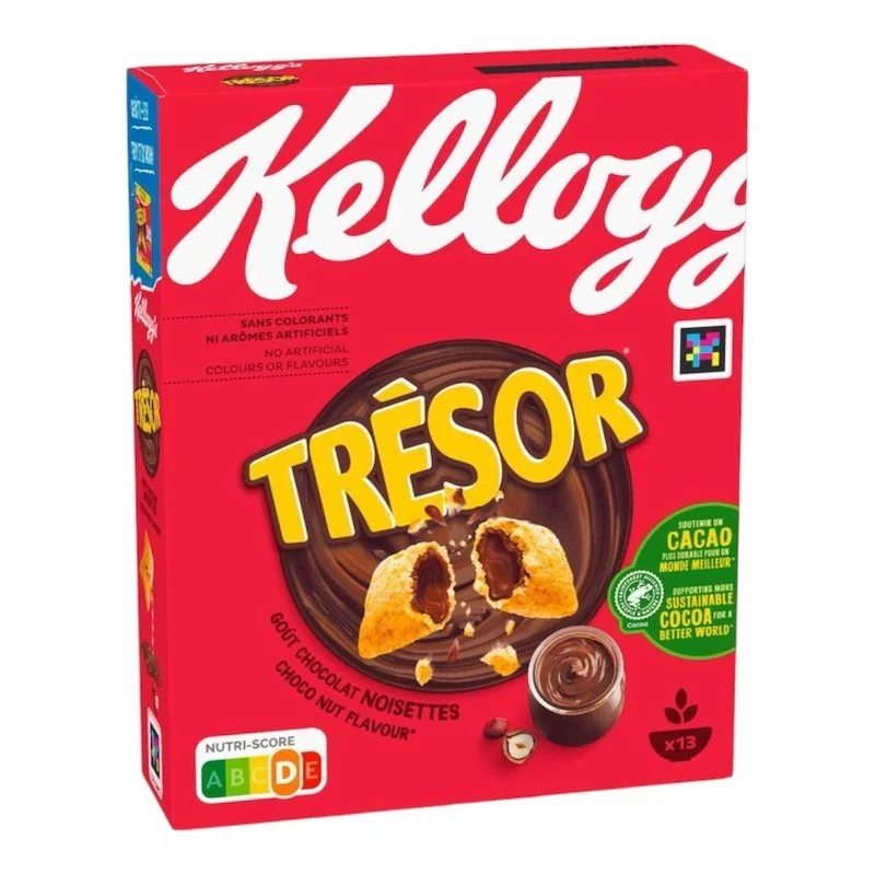 Kellogg’s – Kelloggs Tresor Chocolat Noisettes 410 g | Cereales Fourrees Croquantes Petit Dejeuner Gourmand