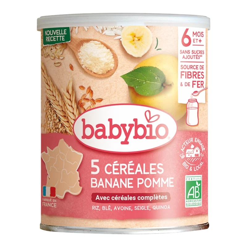 Babybio 5 Cereales Fruits 220 g – Céréales Bébé Biologiques aux Fruits Gourmands — vue 2