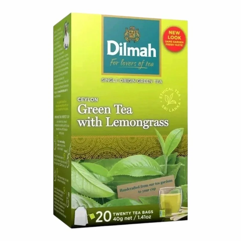 Dilmah The Vert Pur de Ceylan au Citronnelle – 20 Sachets