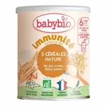 Babybio 5 Cereales Nature avec Riz et Ble 220 g – Cereales Bébé Bio Complètes