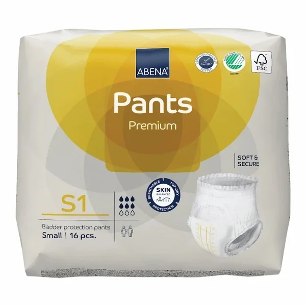 Abena Pants Premium Taille S1 – Couche Culotte Adulte 16 pcs – Protection Discrète, Confort Absolu et Absorption Maximale