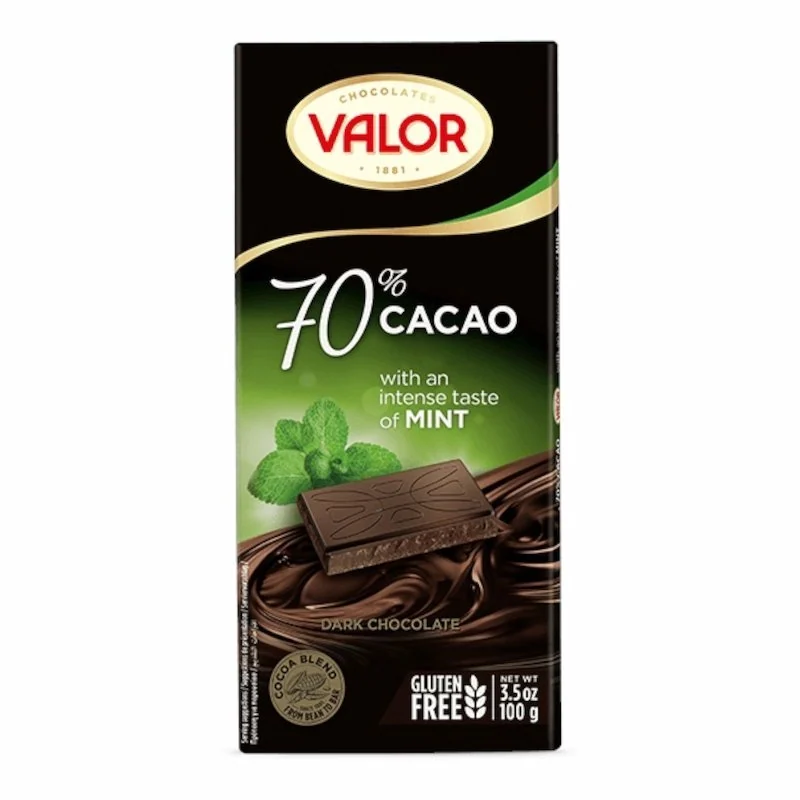 Valor Chocolat Noir 70 % à la Menthe – 100 g