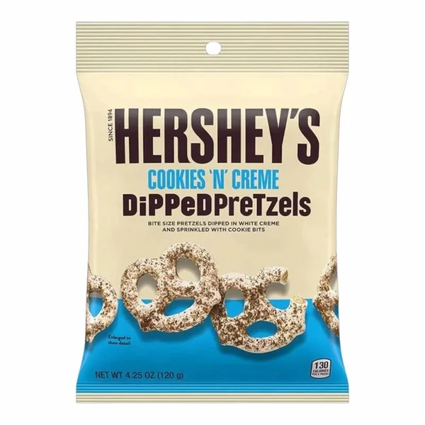 Hershey’s – Hersheys Dipped Pretzels Cookies ’n’ Creme 120 g – Bretzels Enrobes Chocolat Blanc