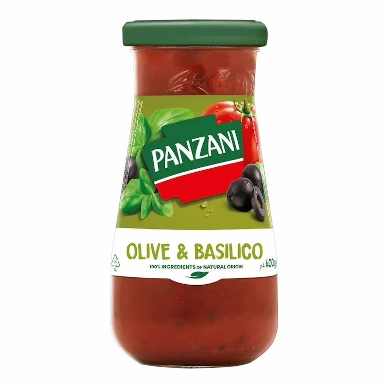 Panzani – Sauce Olive & Basilic Panzani 400g – Recette Méditerranéenne aux Tomates, Olives Noires et Basilic