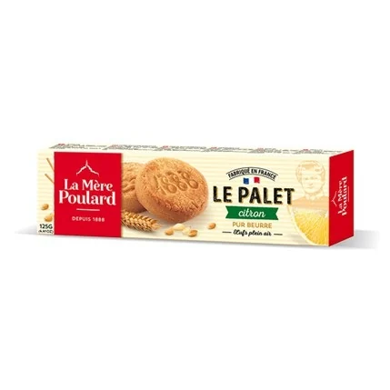La Mere Poulard Sables Palets au Citron Pur Beurre 125g – Biscuits Français au Beurre & Citron