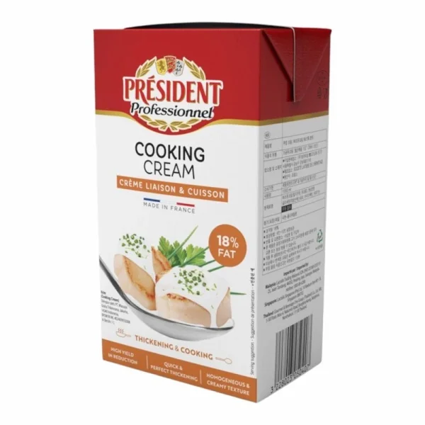 Président – Creme de Cuisson President Professionnel 1 Litre – 18% MG – Creme Liquide de Cuisine