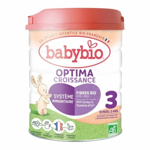 Babybio Optima Croissance 3 Lait de Croissance Bio 800g – Dès 10 Mois a 3 ans